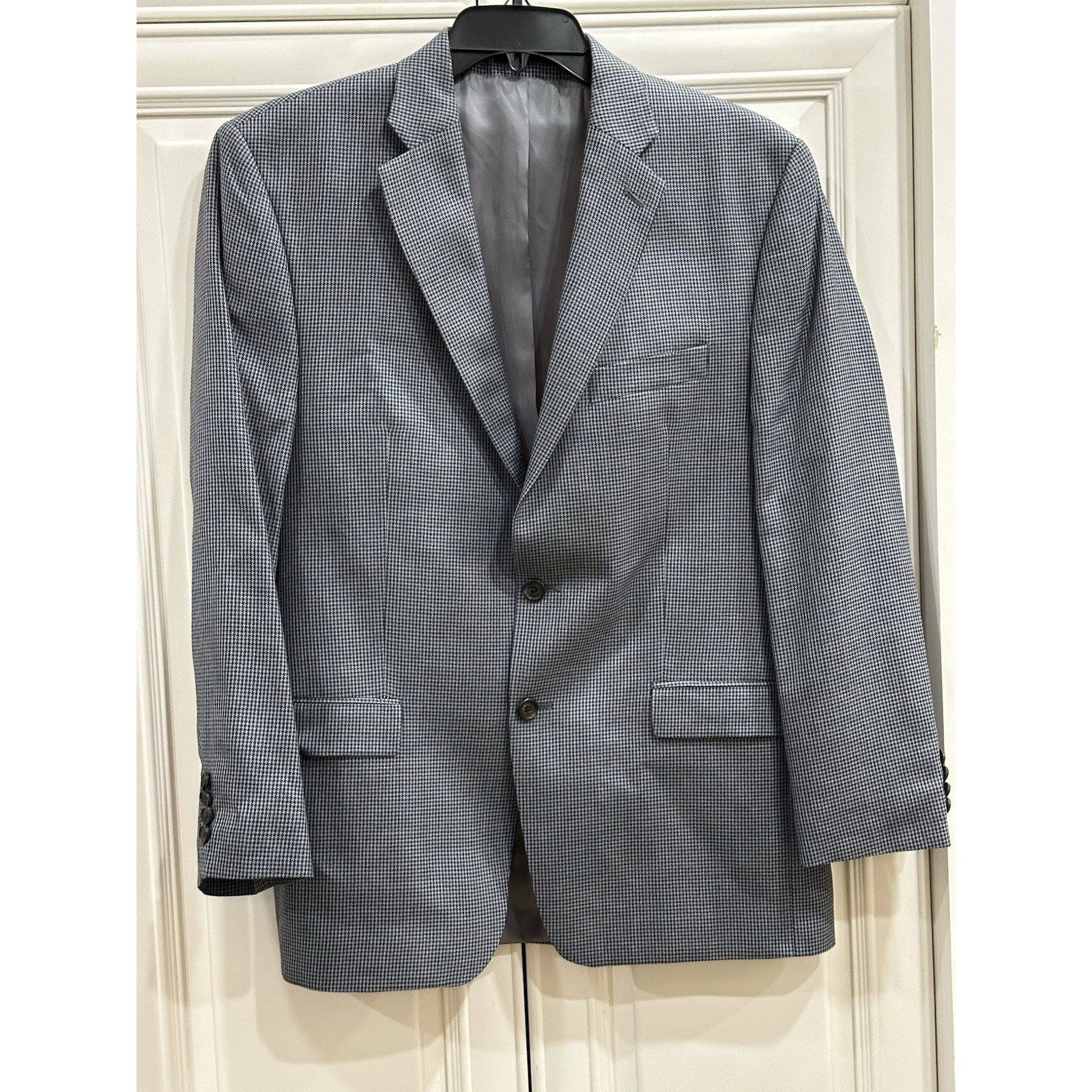 Lauren Ralph Lauren Blazer Mens 42r Blue Houndstooth 2 Button
